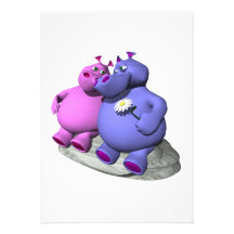 hippos in love invitation