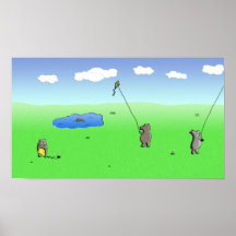Hippos with Kites Posters