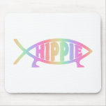 Hippy fish Rainbow Mouse Pads