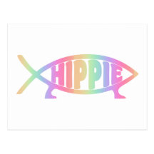 Hippy fish Rainbow Postcard