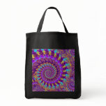 Hippy Fractal Pattern Purple Turquoise & Yellow Tote Bags