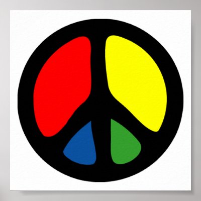Hippy Groovy Peace Symbol Poster by makelovenotwar