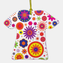 Hippy Rainbow Flowers Christmas Ornaments