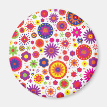 Hippy Rainbow Flowers Magnets