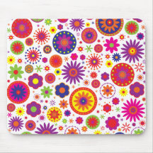 Hippy Rainbow Flowers Mouse Pad