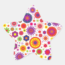 Hippy Rainbow Flowers Stickers