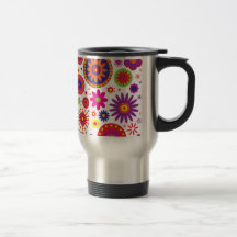 Hippy Rainbow Flowers Travel Mug