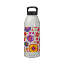 Hippy Rainbow Flowers Water Bottles