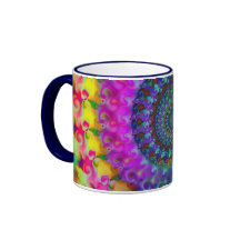 Hippy Rainbow Fractal Pattern Mugs