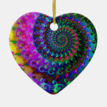 Hippy Rainbow Fractal Pattern Ornament