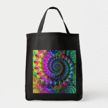 Hippy Rainbow Fractal Pattern Tote Bag