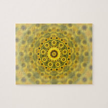 Hippy Sunflower Fractal Mandala Pattern Jigsaw Jigsaw Puzzles