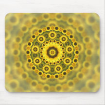 Hippy Sunflower Fractal Mandala Pattern Mouse Mat