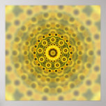 Hippy Sunflower Fractal Mandala Pattern Posters