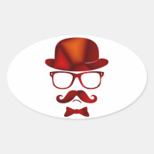 Hipster 1b derby moustache glasses sticker