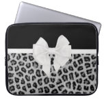 Hipster Girly Black White Animal Print And Bow Computer Sleeves