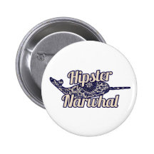 Hipster Narwhal Pinback Buttons