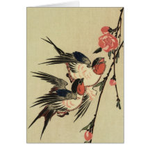Hiroshige Swallows and Peach Blossoms Card