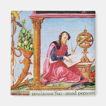 Historiated initial 'L' depicting Pliny the Magnet