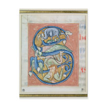 Historiated initial 'S' depicting an acrobat
