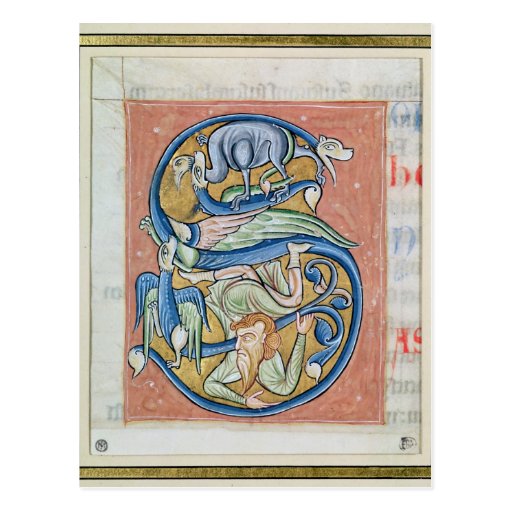 Historiated initial 'S' depicting an acrobat Post Cards