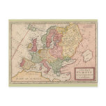Historic 1721 Map of Europe postcards
