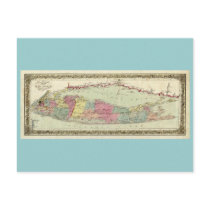 Historic 1855-1857 Travellers Map of Long Island