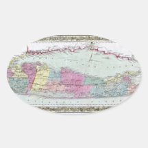 Historic 1855-1857 Travellers Map of Long Island Oval Sticker