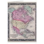Historic 1860 Map of North America Card