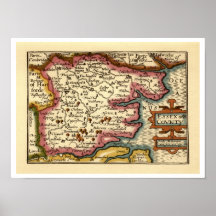 Historic Essex County Map, England Print