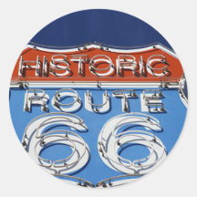 Historic Route 66 Round Sticker