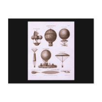 Historical Hot Air Balloon Designs Vintage Image Post Card