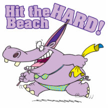 hit the beach hard funny bikini hippo photo sculpture
