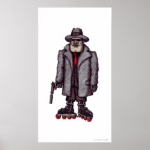Hitman on rollerblades graphic art poster
