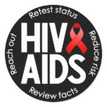 HIV/AIDS Round Black Sticker