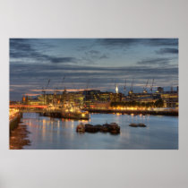 HMS Belfast at night in London England Posters
