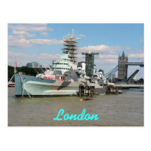 HMS Belfast Thames London UK postcard