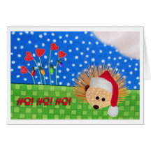 HO! HO! HO! from the Santa Hedgehog! Card
