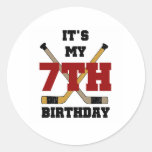 Hockey 7th Birthday Round Stickers