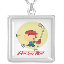 hockey kid ice hockey player cartoon design personalised necklace