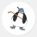 Hockey Penguin Round Sticker