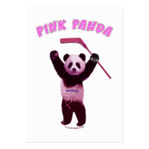 Hockey Pink Panda Bear Business Card Template