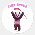 Hockey Pink Panda Bear Round Sticker