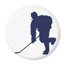 Hockey_Player_Blue Refrigerator Magnets