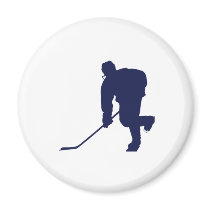 Hockey_Player_Blue Refrigerator Magnet