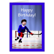 Hockey Player Overtime Birthday Greeting Cards