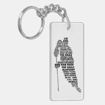 Hockey Player Typography Keychain