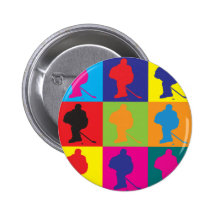 Hockey Pop Art Pinback Button
