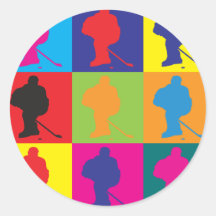 Hockey Pop Art Round Stickers