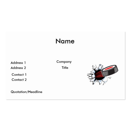 hockey puck ripping through business card template